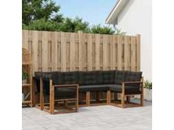 Vidaxl Conjunto De Sofás Para Exterior 6 Pcs Natural E Preto