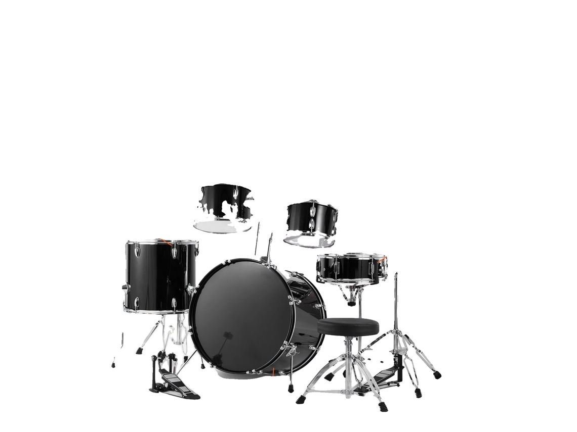 Kit De Bateria, Conjunto Completo De 5 Peças, Qualidade De Som Profissional, Kit De Bateria Completo De 22 Polegadas, Preto