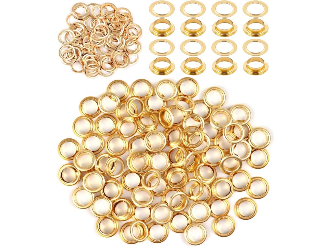 Conjunto Com 100 Ilhós De 5/16 Polegadas, Em Cobre Dourado, Para