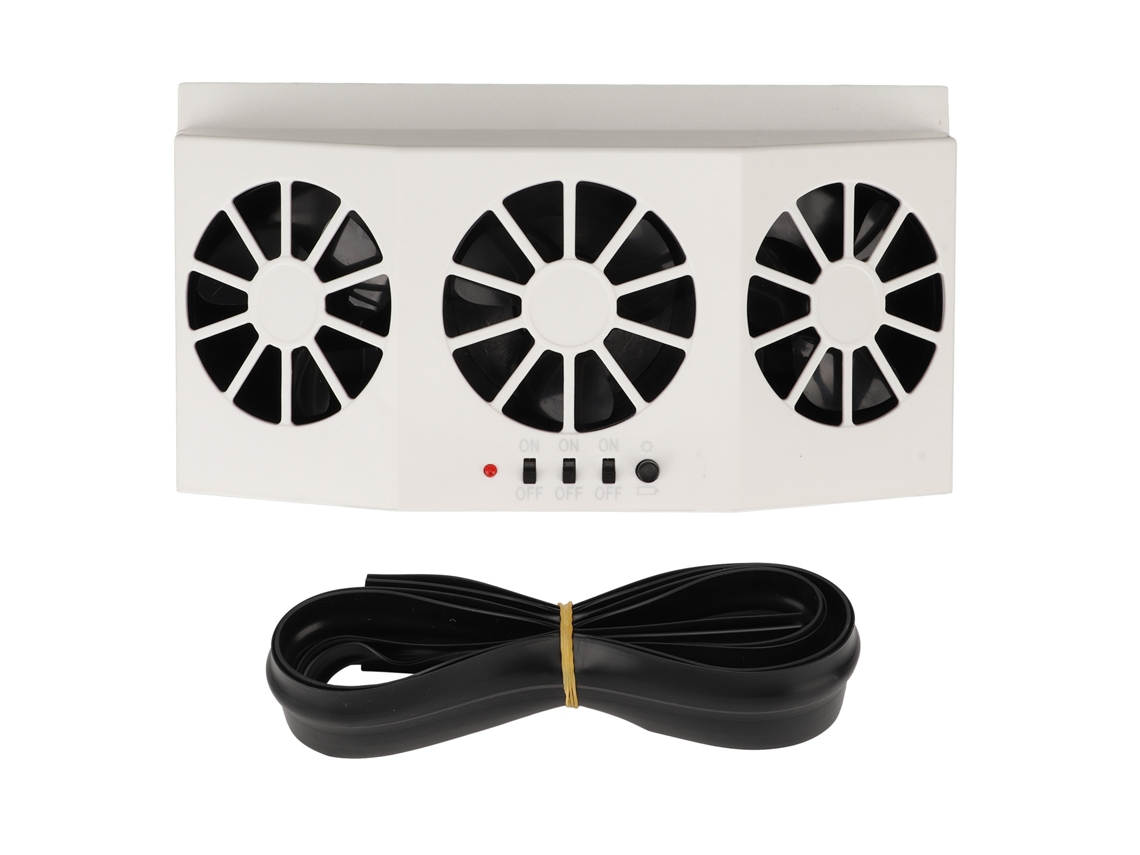 Ventilador Solar Carro 1.5w 3 Buracos Branco