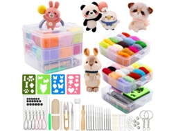 Kit de Feltragem com Agulha, 109 Pçs, Lã Cardada em 36 Cores AQUAFORGE