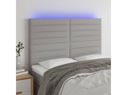 Vidaxl Cabeceira Cama C/ Luzes Led Tecido 144x5x118/128cm Cinza-claro