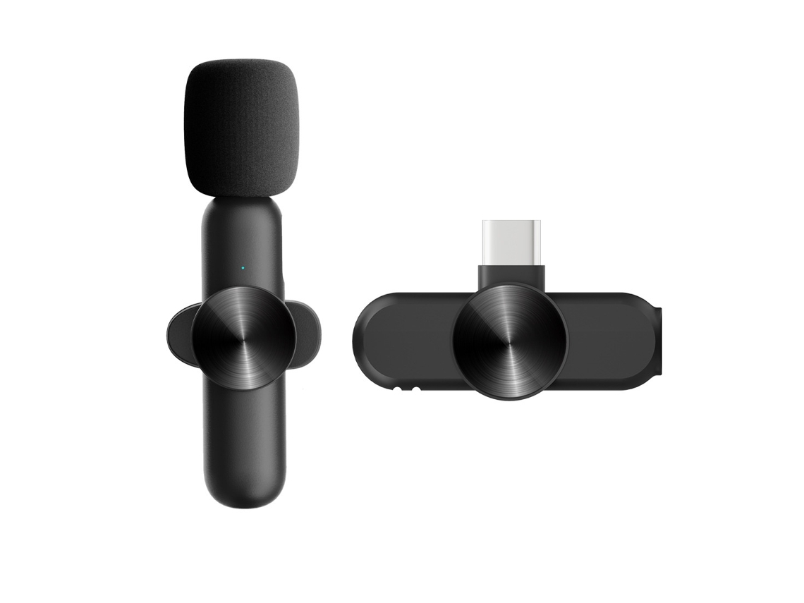 Lurelia Microfone De Lapela Sem Fios Redução De Ruído Usb-c Bluetooth Preto Para Gravação