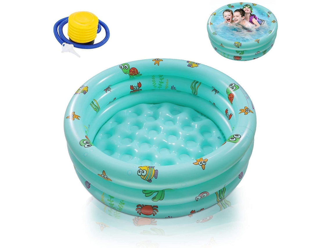 Piscina Infantil, Piscina Infantil Inflável, Vida Marinha, 3 Anéis Com Fundo De Segurança Inflável E Bomba De Ar Livre, Adequada -aquaforge