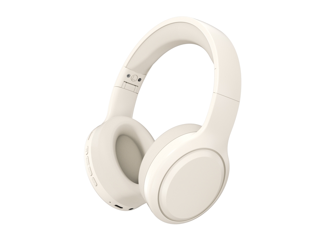 Fones De Ouvido Sem Fio Bluetooth Supra Auriculares Com Espuma Viscoelástica, Cancelamento De Ruído E Som Hi Fi Branco Brilvibera