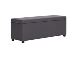 Vidaxl Banco C/ Compartim. Arrumação 116 Cm Couro Artificial Cinzento