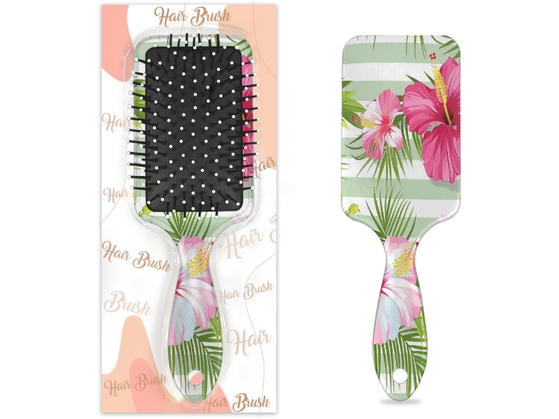 Escova Desembaraçadora Para Cabelos Molhados E Secos, Com Flores Tropicais, Hibisco, Orquídea, Faixa Floral, Pentes Com