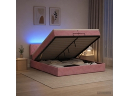 Vidaxl Cama Ottoman Com Colchão E Led Rosa 200 X 200 Cm Veludo