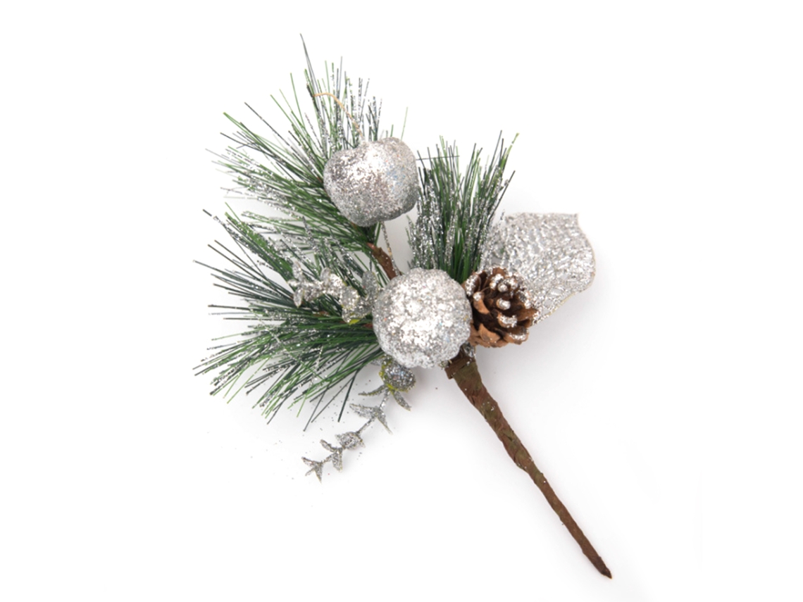 Arranjo De Ramos De Natal Com Flores, Laxiscreed, Em Tons Dourado, Prata E Vermelho Com Pinheiro, Bagas E Pinhas