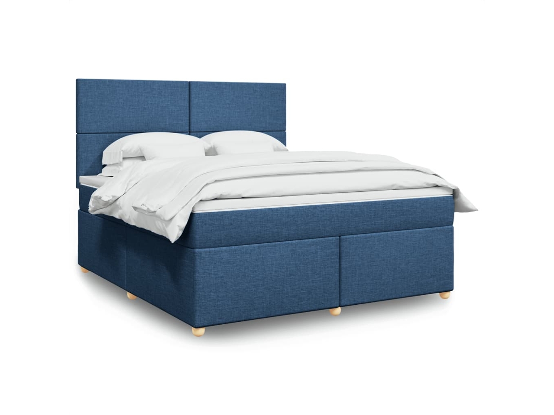 Vidaxl Cama Com Molas/colchão 180x200 Cm Tecido Azul