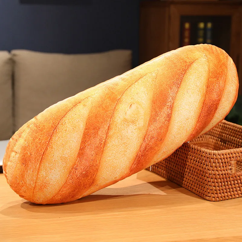 Almofada De Pelúcia Em Formato De Pão Francês (20 Cm), Recheada Com Estampa.