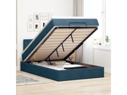 Vidaxl Estrutura Cama Otomana Colchão 120x200cm Veludo Azul Escuro