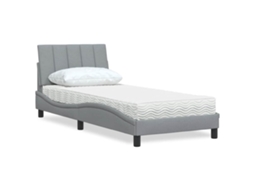 Vidaxl Cama Com Colchão Hanko 90x200 Cm Tecido Cinzento-claro