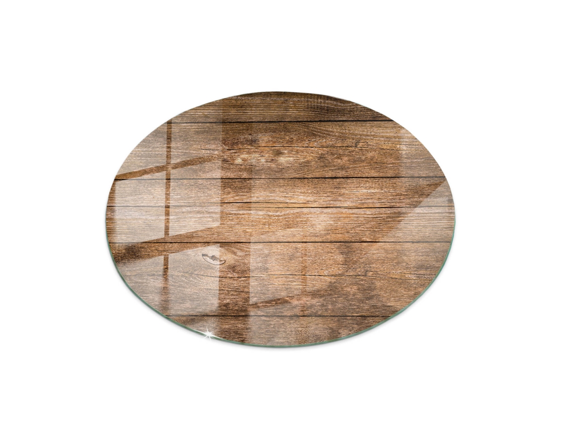 Tampo De Mesa Redondo Espelharte (60 Cm - A Estrutura Das Tábuas De Madeira - Marrom)