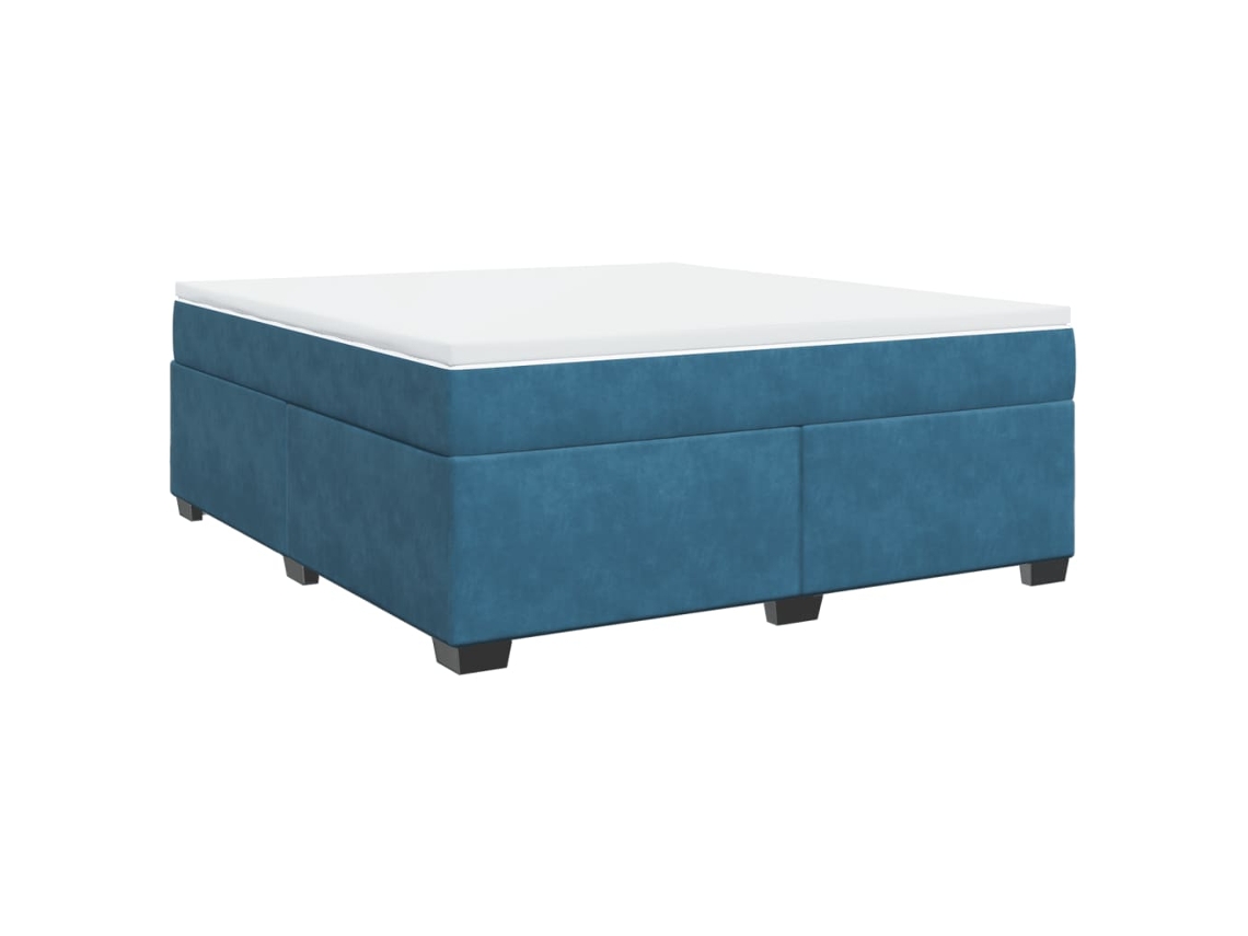 Cama com Molas/colchão 180x200 Cm Veludo Azul escuro MAISON EXCLUSIVE