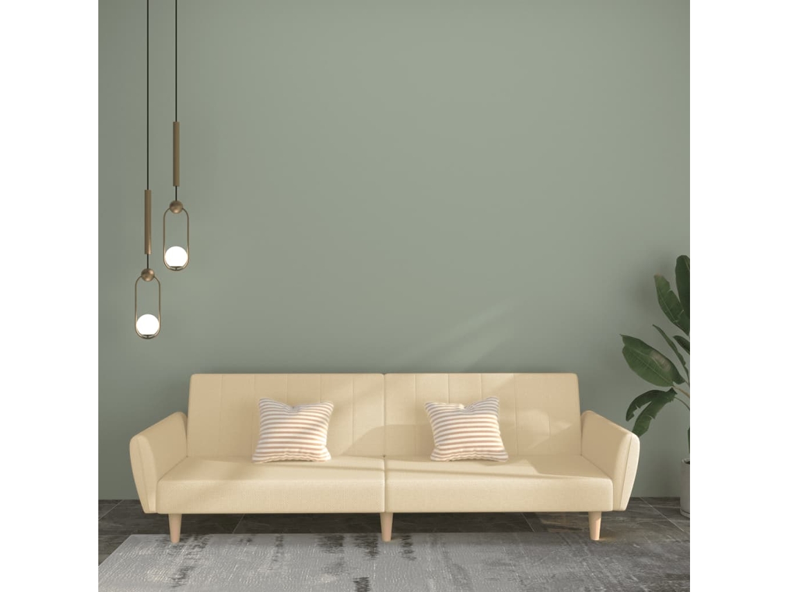 Vidaxl Sofá-cama De 2 Lugares Tecido Cor Creme
