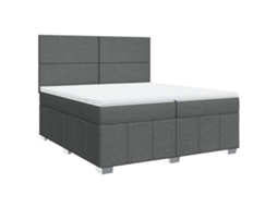 Cama com Molas/Colchão 200x200 Cm em Tecido Cinzento Escuro MAISON EXCLUSIVE