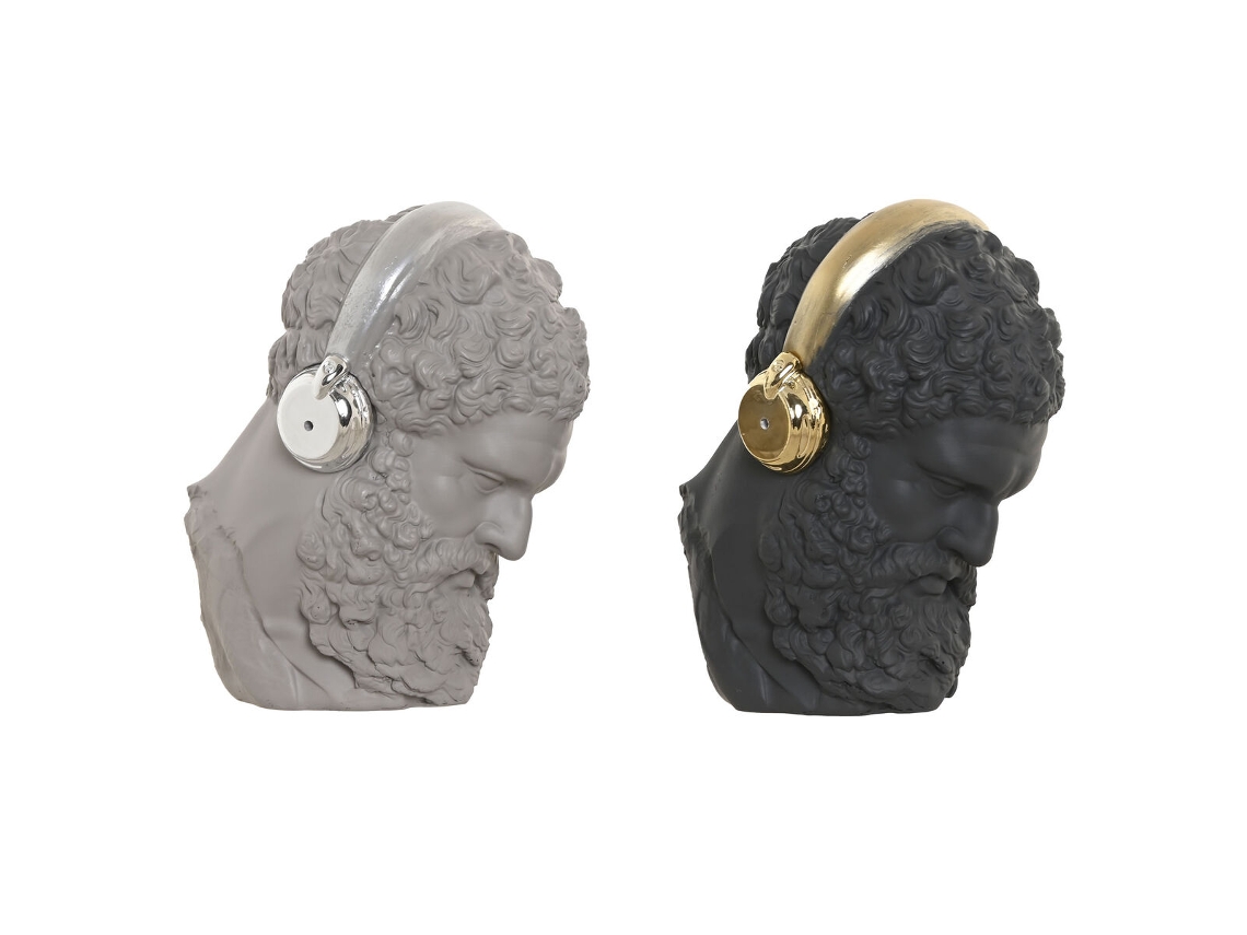 Figura Decorativa Casa Esprit Preto Cinzento Dourado Prateado Auriculares 14 X 10 X 17 Cm (2 Unidades)
