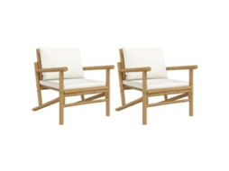 Maison Exclusive - Cadeiras De Jardim 2pcs Bambu Com Almofadões Branco Nata