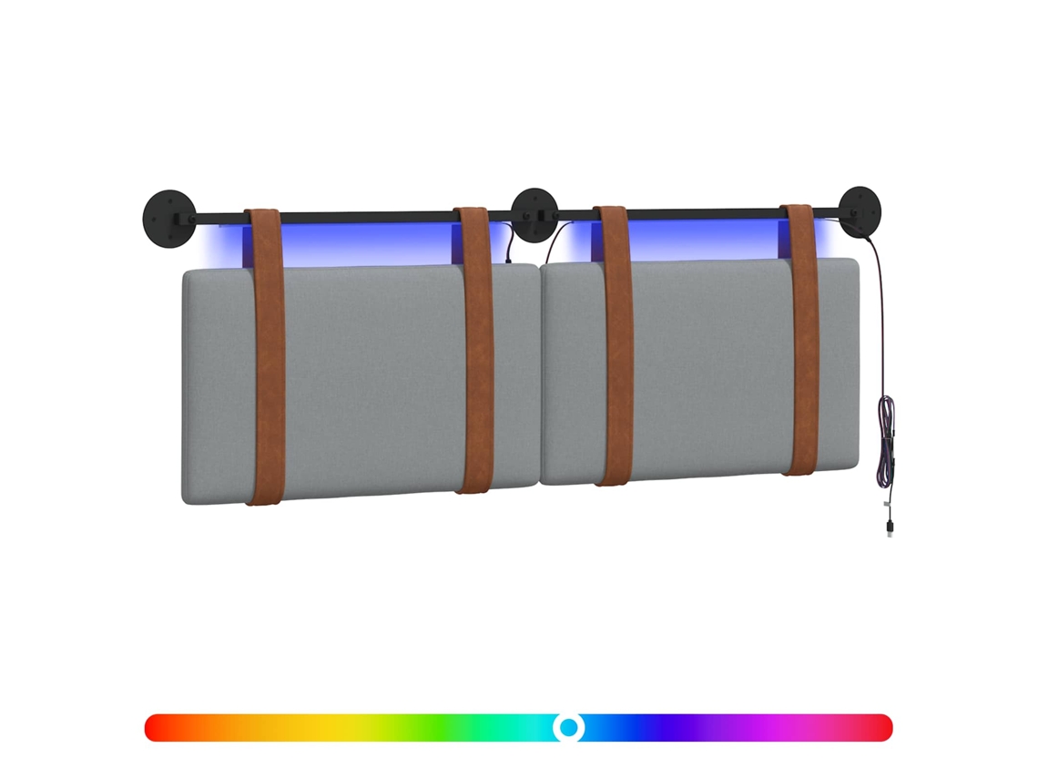 Conjunto 1 Cabeceira Suspensa Vidaxl Cinzento-claro Couro Sintético (130 X 55 X 5 Cm)