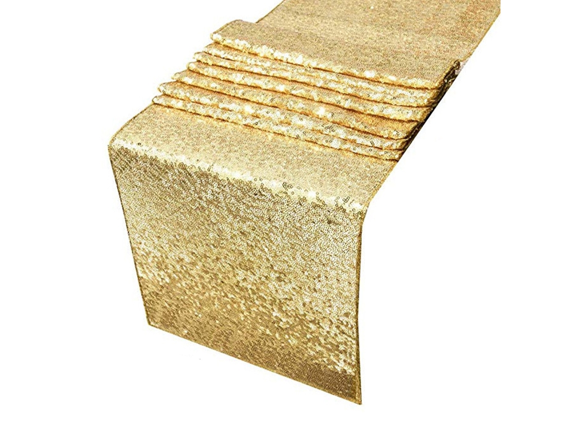 Manta de Mesa LAXISCREED com Strass Dourado 30x300cm