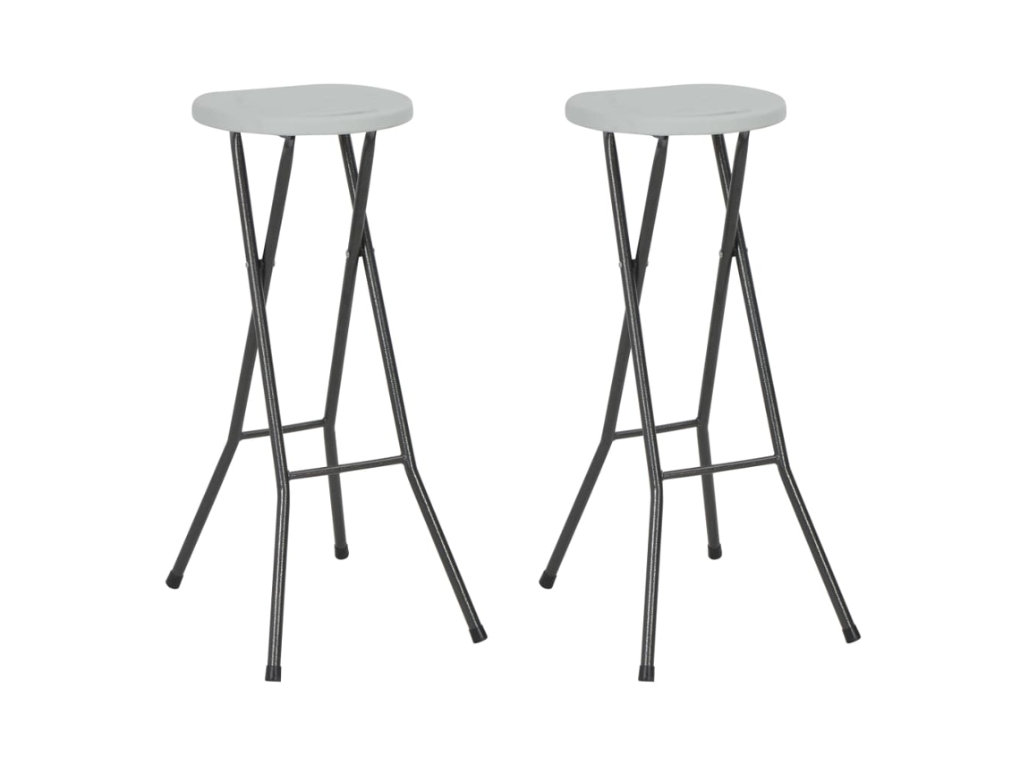 Vidaxl Bancos De Bar Dobráveis 2 Pcs Pead E Aço Branco