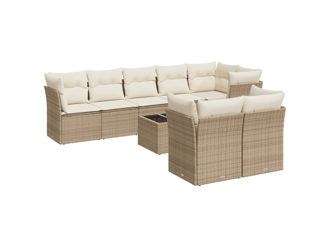 Maison Exclusive - 9 Pcs Conjunto De Sofás P/ Jardim Com Almofadões Vime Pe Bege