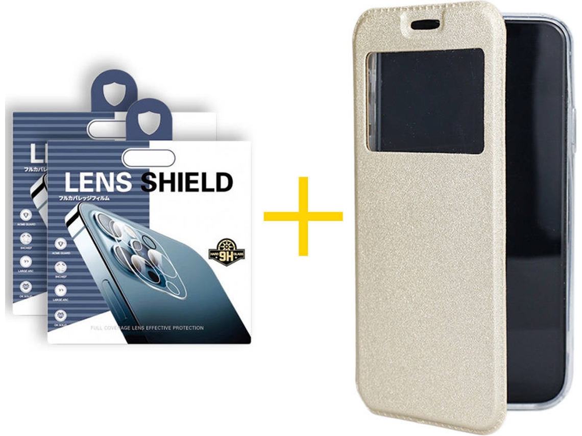 Capa + 2 Películas de Câmara para Samsung Galaxy S22 5G SKYHE Dourado