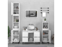 Vidaxl 3 Pcs Conjunto Móveis Casa De Banho Derivados De Madeira Branco