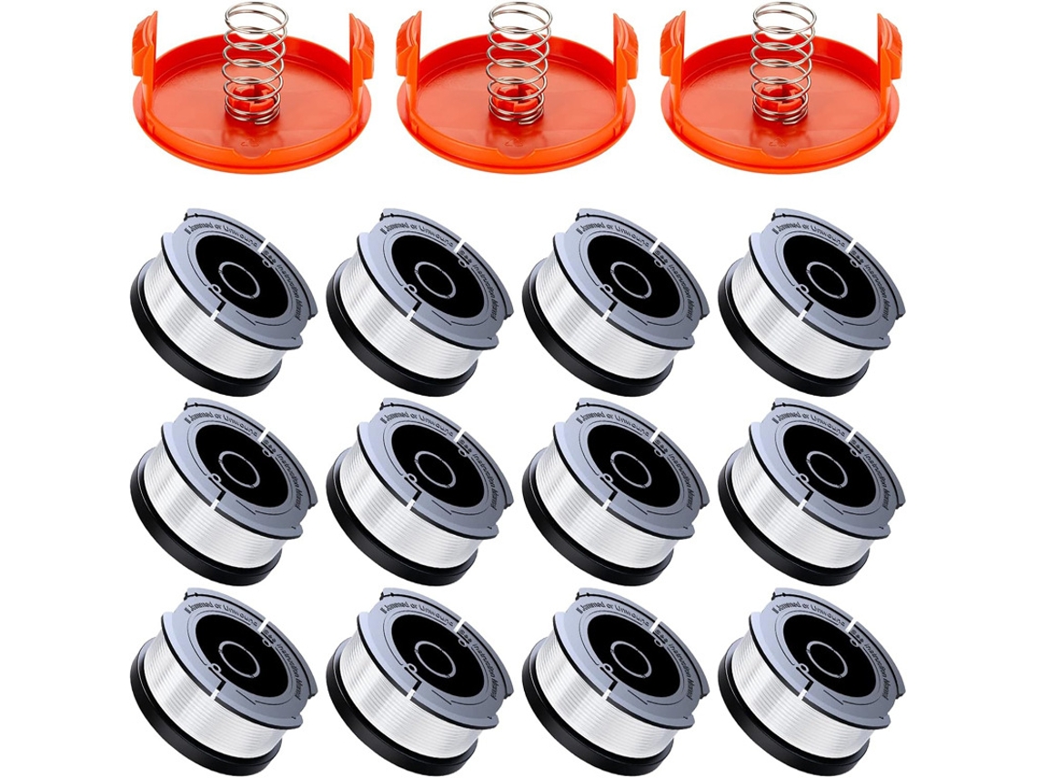 Pacote com 12 Carretéis de Fio com 3 Tampas Aparador de Grama para Black+decker Af 100 3zp HENTEN HOME