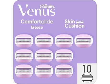 Recarregamentos De Barbeador Gillette Venus Comfortglide Breeze Pacote De 10 3 Lâminas Gel Hidratante
