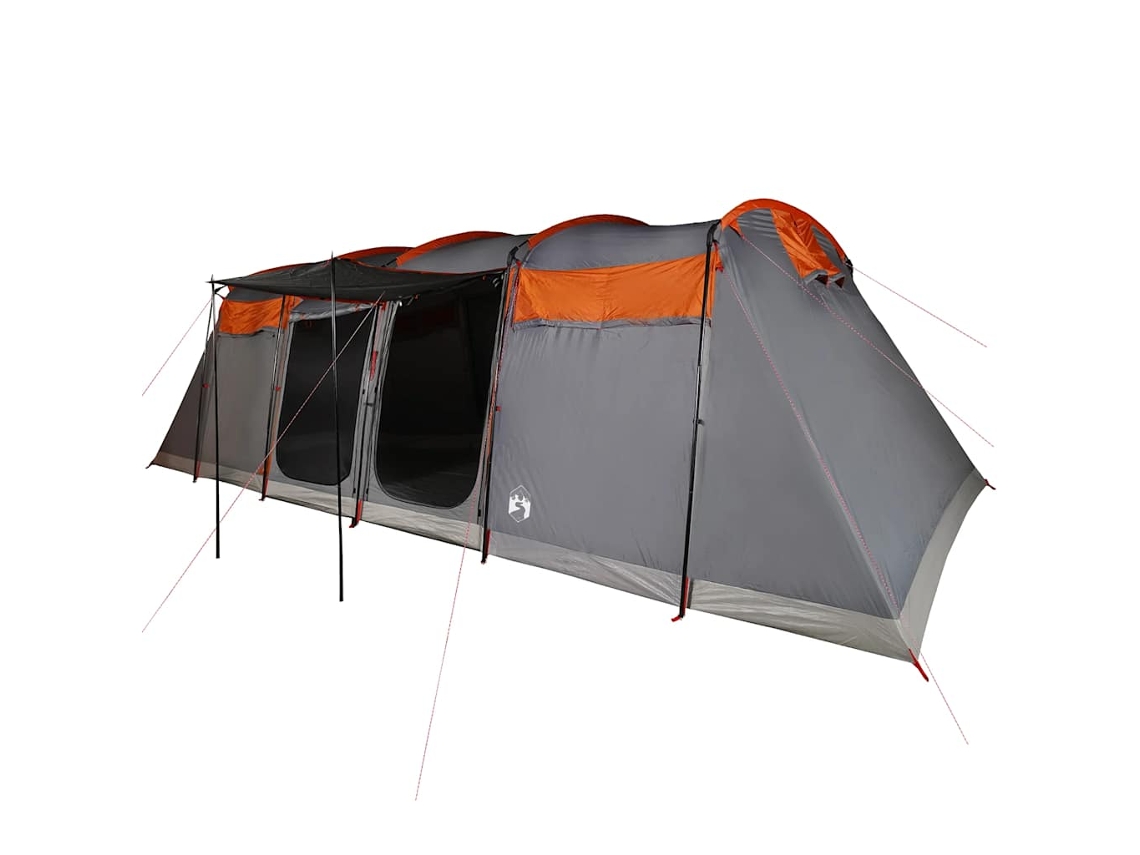 Tenda Familiar Túnel P/ 8 Pessoas VIDAXL Impermeável Cinza/Laranja