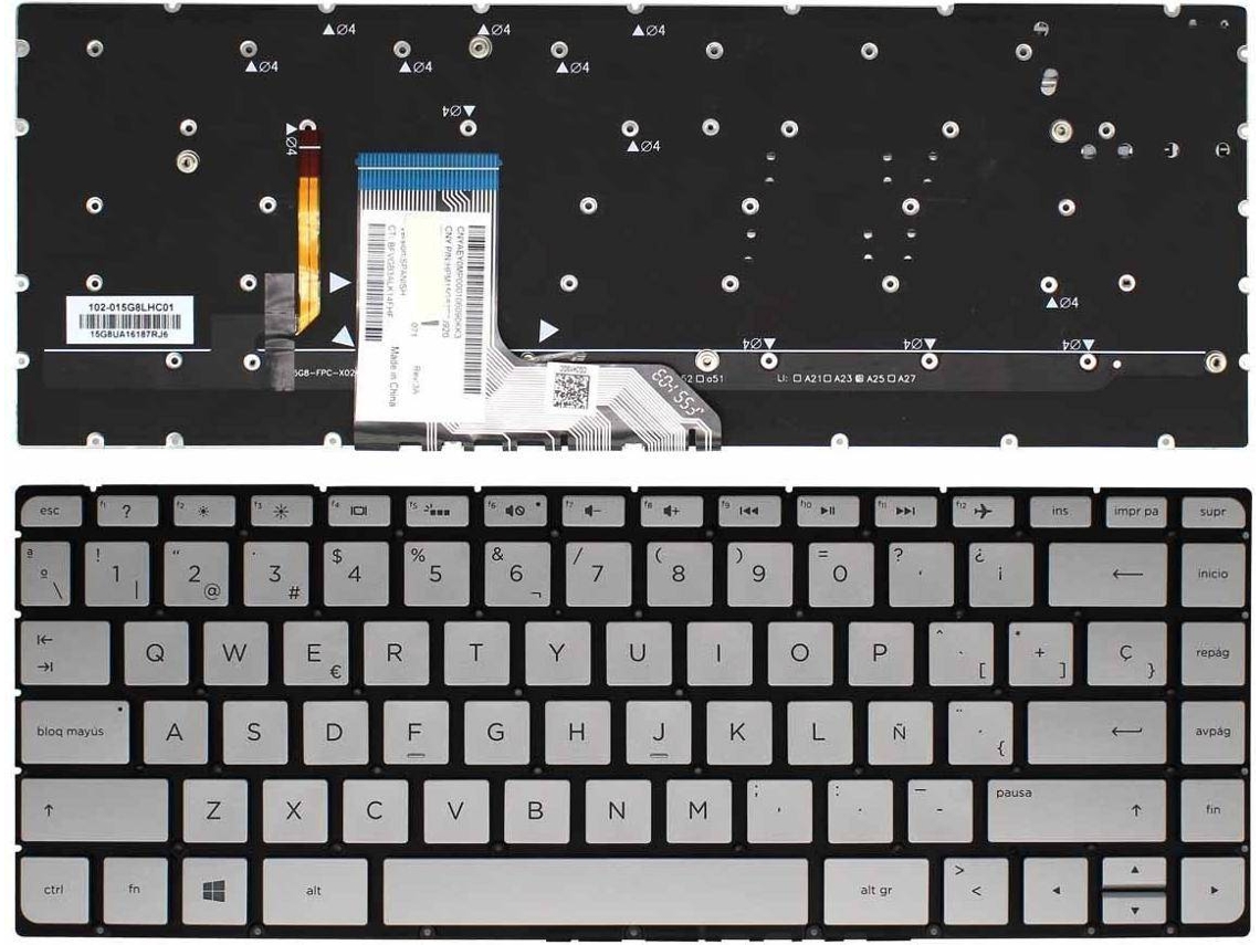 Teclado para HP Specter 13-4000 Laptop 13-4100 13-4200 X360 Prata Sem Quadro