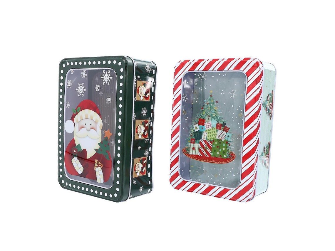 Conjunto De 2 Caixas De Doces Com Tema Natalino, Caixa Para Armazenar Biscoitos, Caixas Para Embalagem De Presentes Hengjian