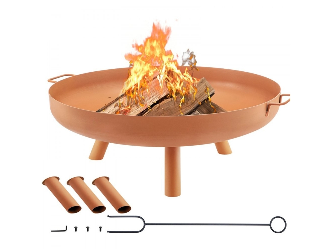 Feuerschale De Exterior 77cm Em Aço Com Pés Estáveis Para Jardim E Terraço Tekmaquinas