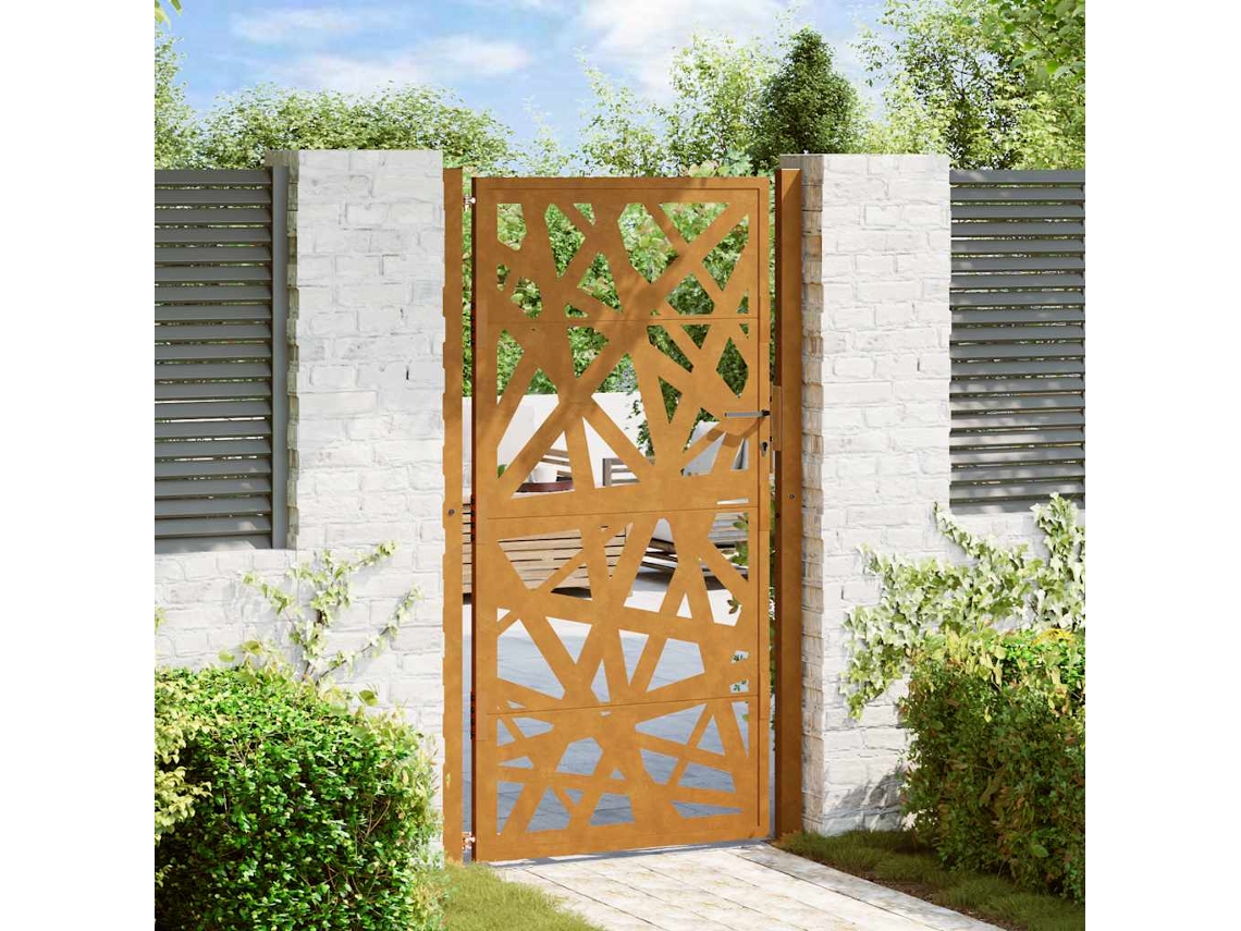 Vidaxl Portão De Jardim 100x200 Cm Em Aço Resistente Às Intempéries Com Design Leve