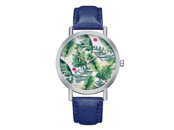Relógio de casal de quartzo com pulseira de PU, mostrador redondo, estilo fashion (azul)