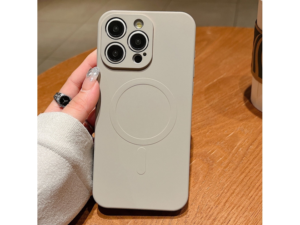 Capa Magsafe Para Iphone 12 Pro - Silicone Líquido Com Cor Sólida | Magnética - Cinza
