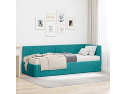 Vidaxl Estrutura De Cama De Canto Com Colchão 2 Unid. Turquesa Veludo