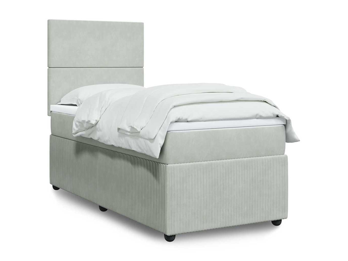 Vidaxl Cama Com Molas/colchão 100x200 Cm Veludo Cinza-claro