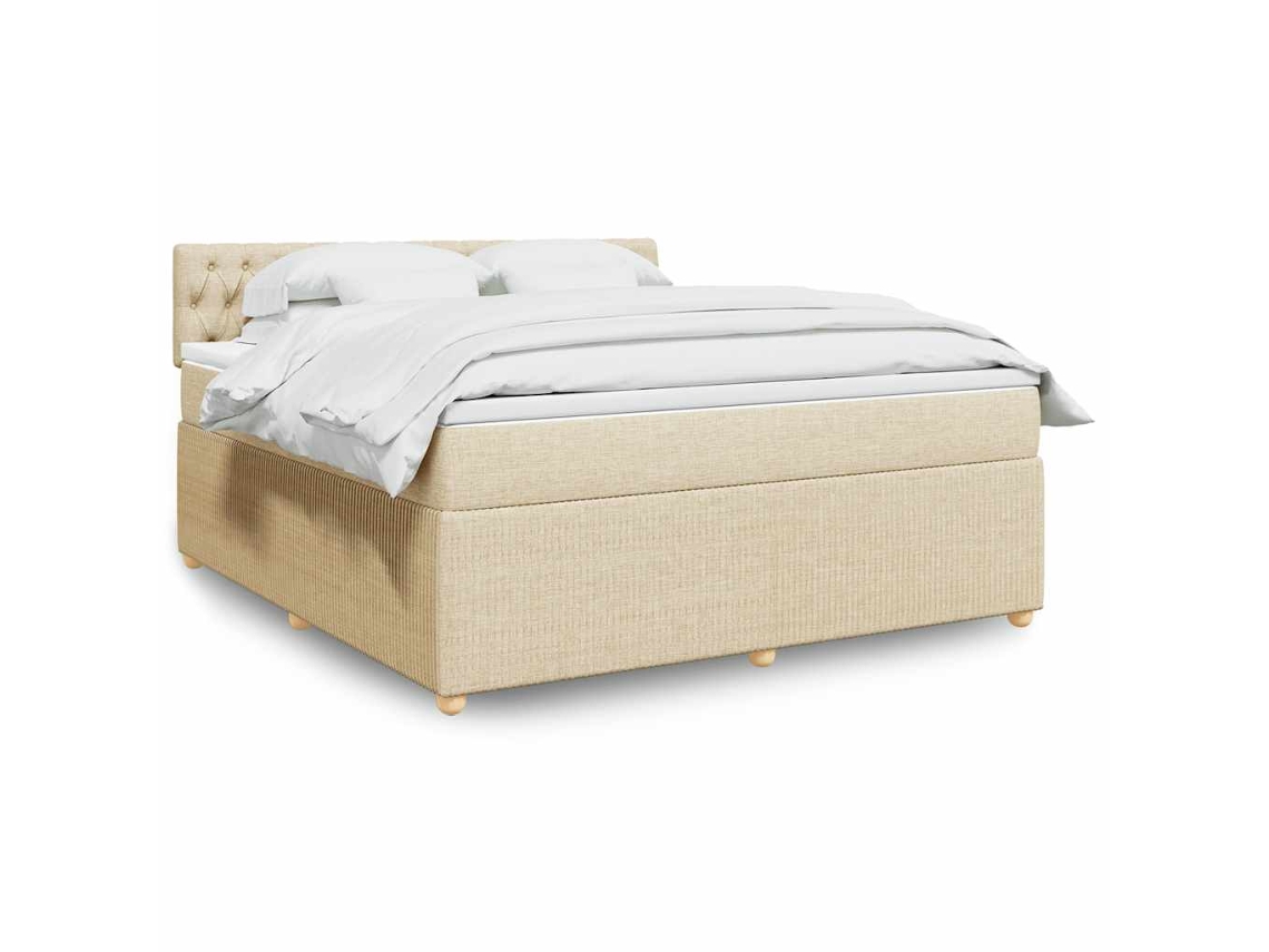 Vidaxl Cama Com Molas/colchão 180x200 Cm Tecido Cor Creme