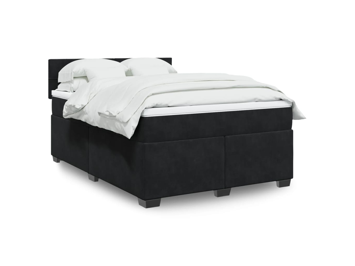 Vidaxl Cama Com Molas/colchão 160x200 Cm Veludo Preto