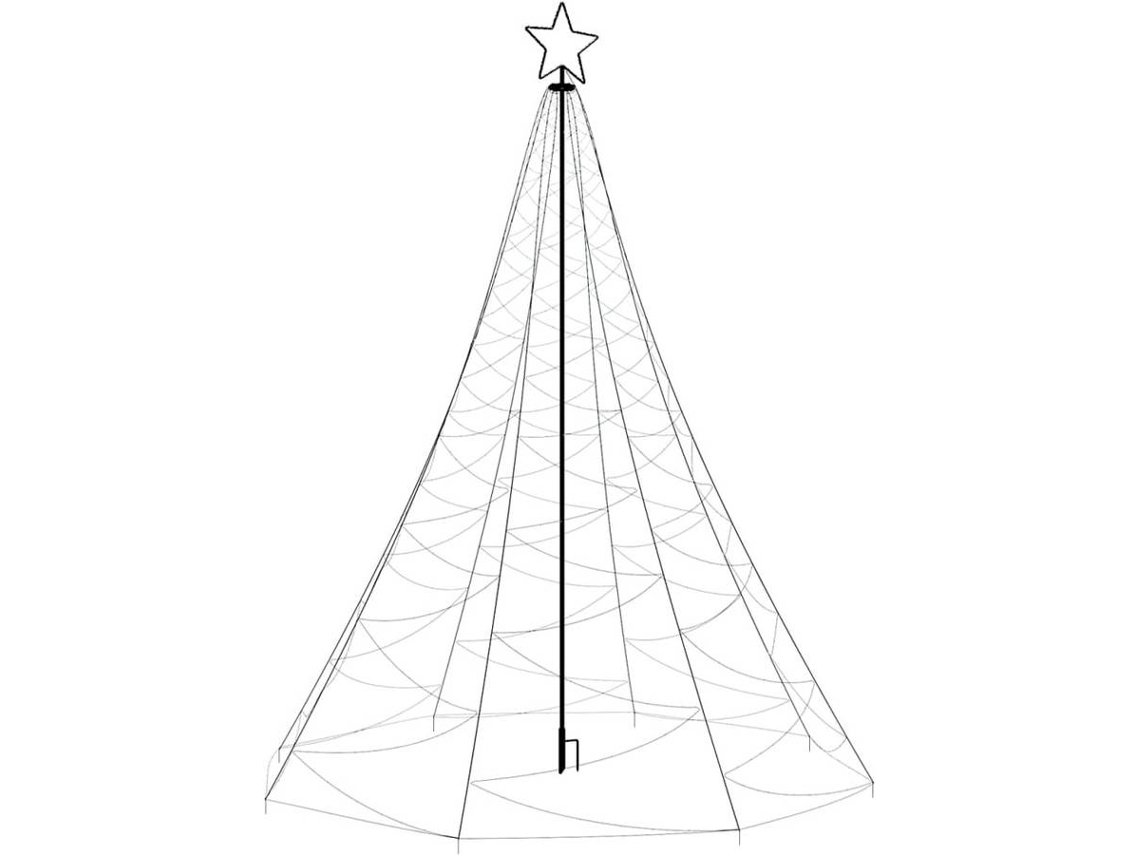 vidaXL Árvore de Natal c/ poste metal 500 luzes LED 3 m branco quente |  