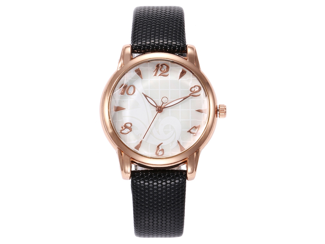 Relógio de Pulso Feminino Vansvar de Quartzo com Pulseira de Couro Pu Estilo Simples e Fashion
