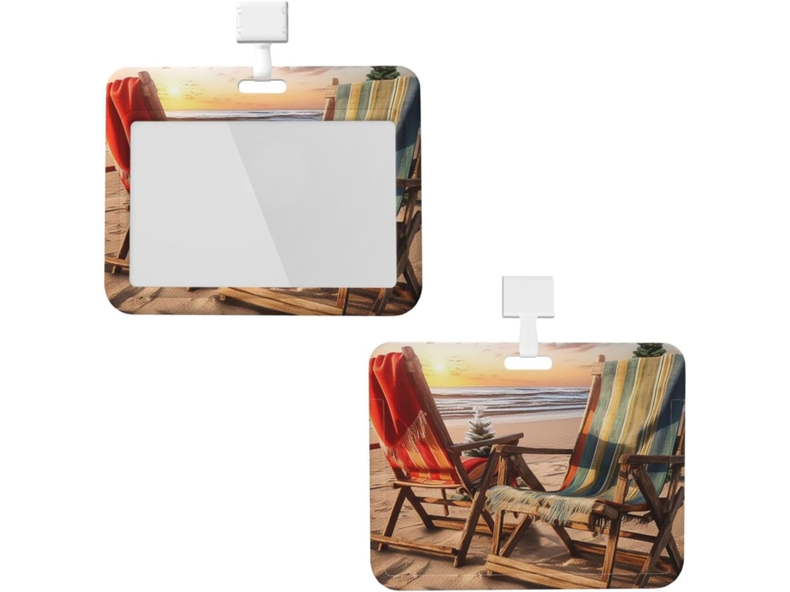 Suporte para crachá à prova d'água com cabo, suporte para cadeira de praia, suporte para crachá de mesa portátil