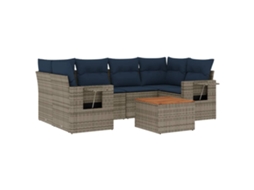 Conjunto de Sofá de Jardim, 7 Peças, Almofadas, Rattan Cinza MAISON EXCLUSIVE