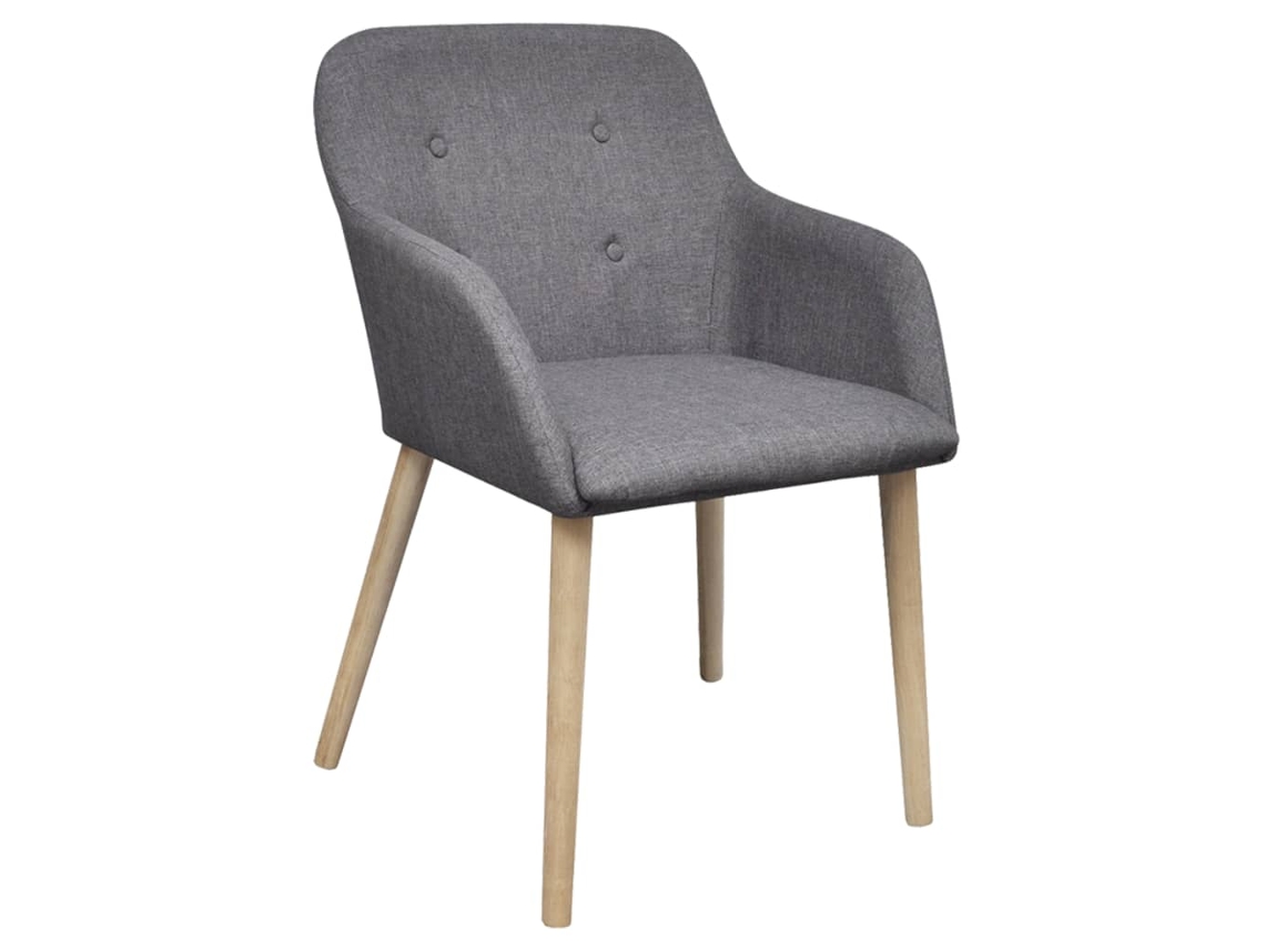 Maison Exclusive - Cadeiras Jantar 6 Pcs Tído Cinza-claro E Carvalho Maciço
