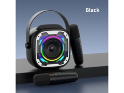Mini máquina de karaokê sem Bluetooth com microfone duplo para entretenimento de festa preto Yizhood