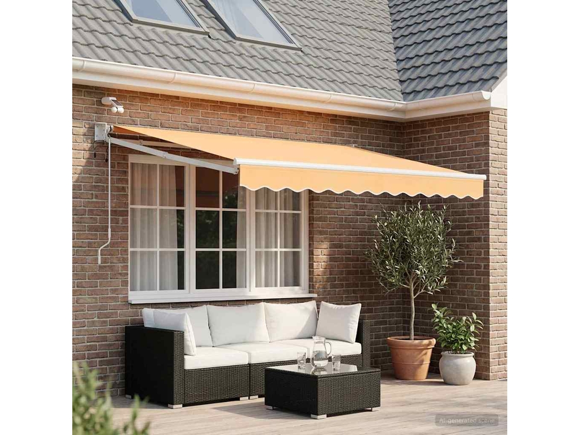 Vidaxl Toldo Retrátil Elétrico Areia 100% Poliéster E Alumínio