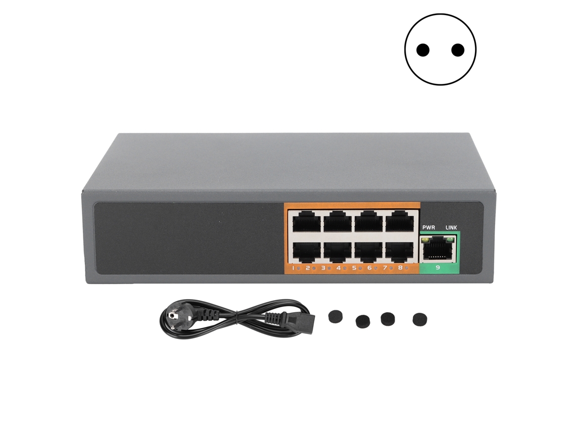 2026 switch Ethernet Poe Gigabit com 9 Portas